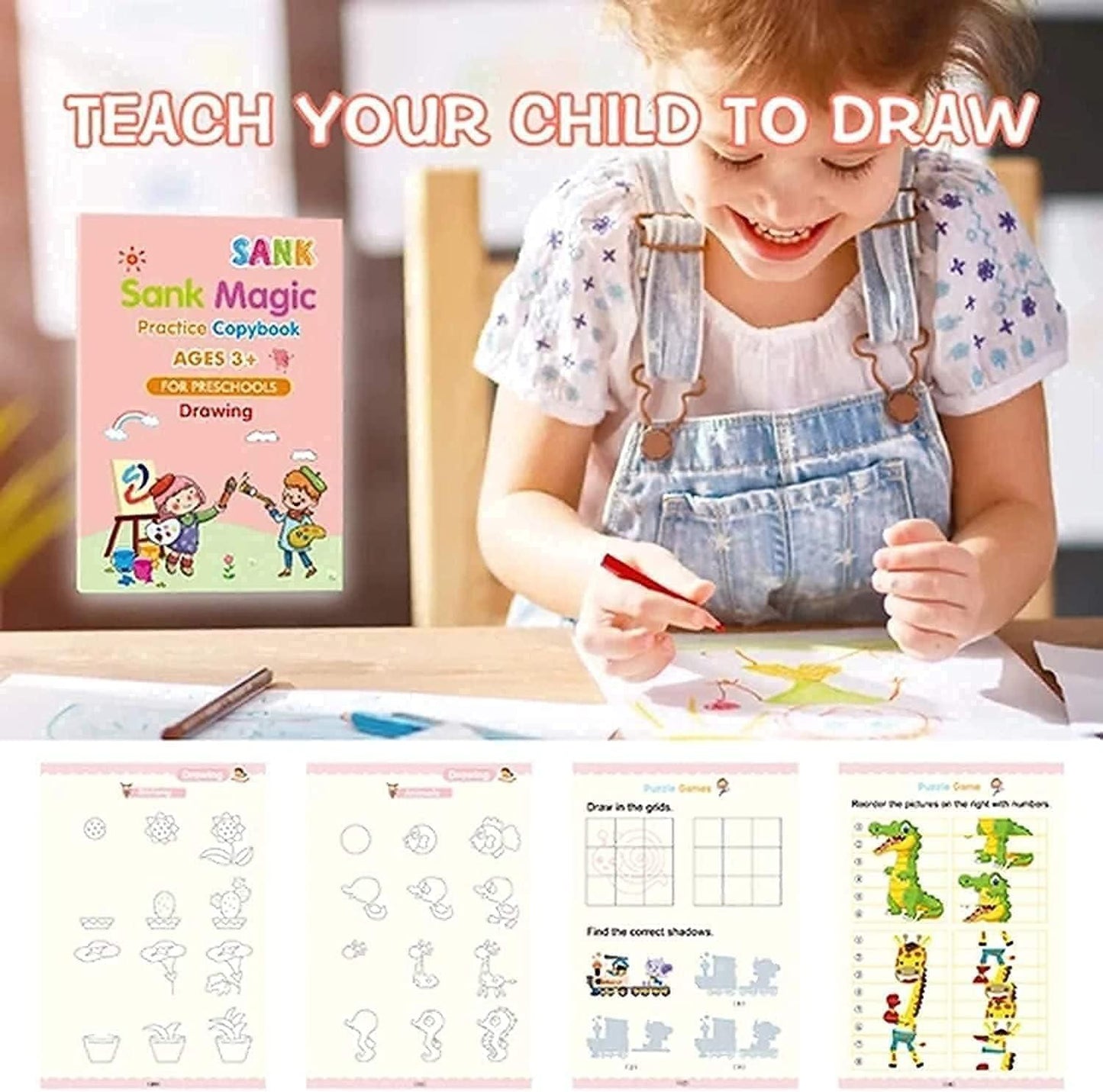 Bundle of 4 Magic Copybooks+1 MagicPen+10 Refills for your kids